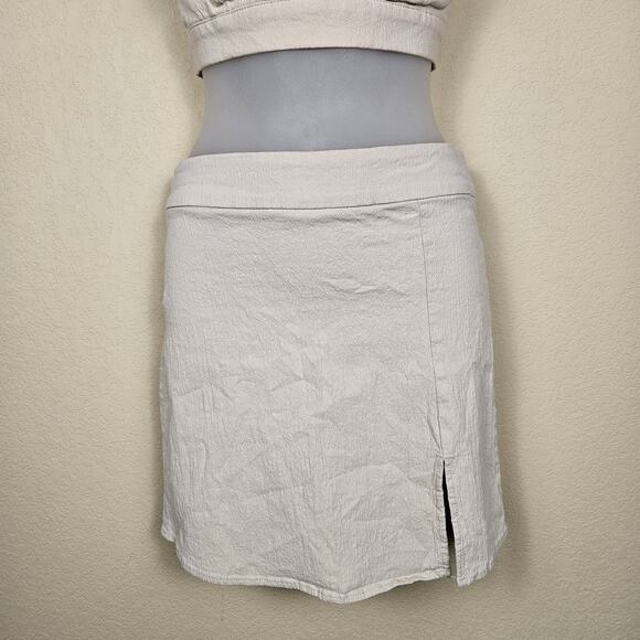 Mable Matching Set Womens Halter Crop Top Mini Skirt Summer Chic Beige Size M - Picture 6 of 16